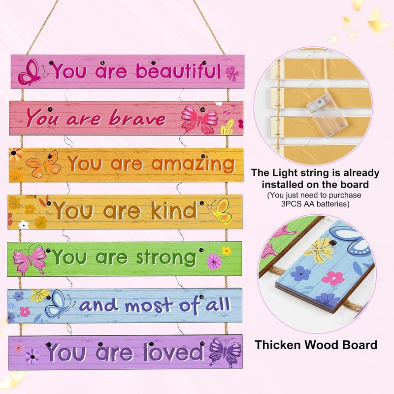FIOBEE Girls Room Décor for Teen Girls Boys with LED Light Wall Decor for Bedroom Motivational Inspirational Wall Art Room Decoration for Kids Studyroom, 8 Kinds of Lights, Colorful Butterfly - Image 3